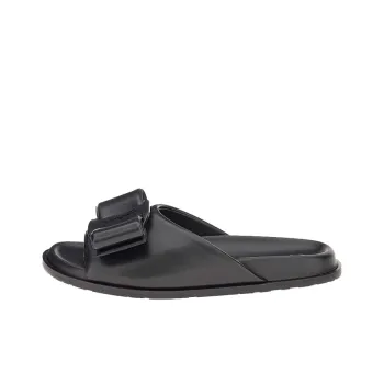 FERRAGAMO Viva Genuine Leather Sole Slide Slippers Women's Black