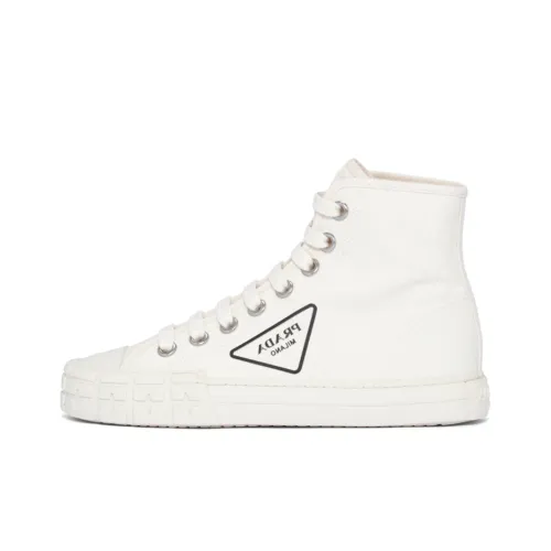 PRADA Canvas Shoes Women's High-Top White