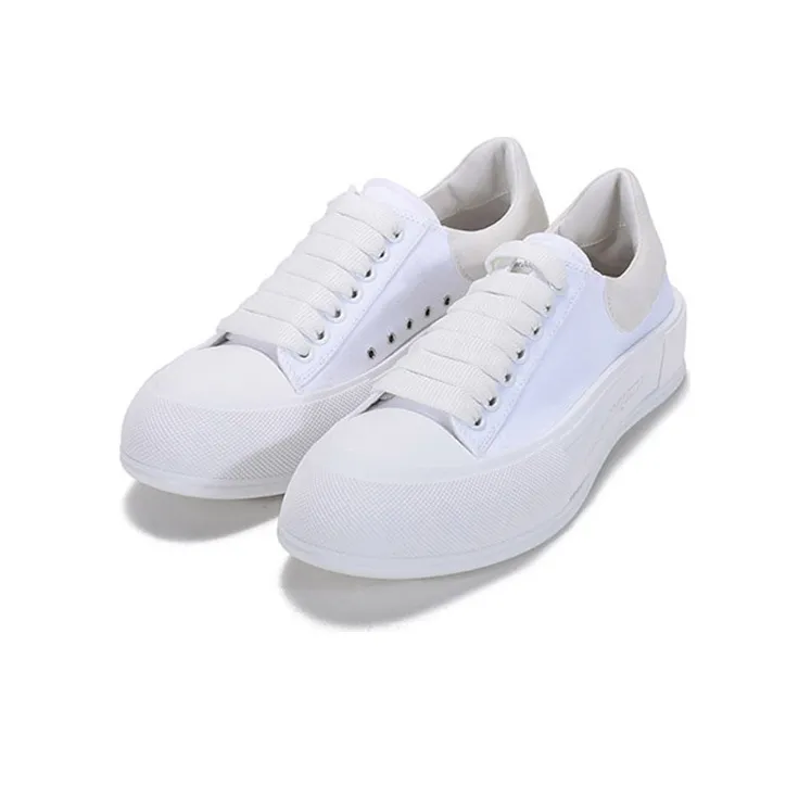Alexander McQueen Deck Skate Plimsoll Lace Up 'White White'-2
