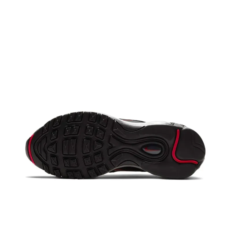 Nike Air Max 97 Cushioning Anti Slip And Wear Resistant Coverage Low Top Running Shoes GS Black Red-5