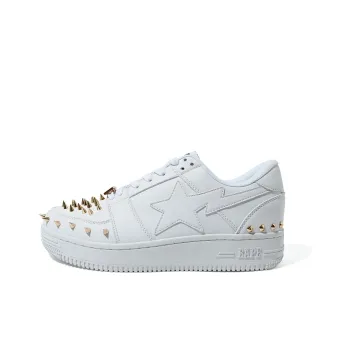 A BATHING APE STA Low Stylish Skateboarding Shoes Men's White