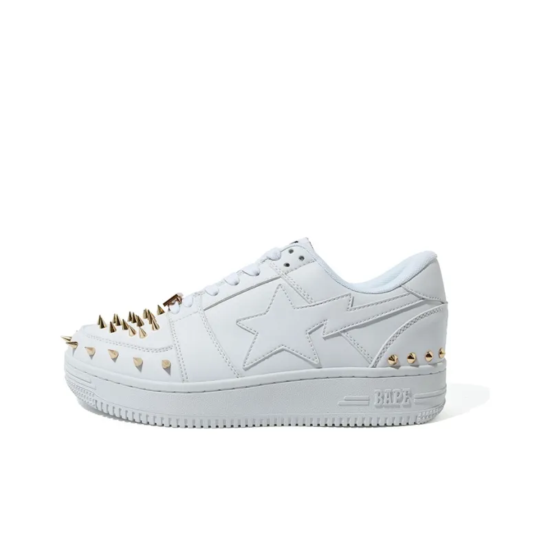 A BATHING APE STA Low Stylish Skateboarding Shoes Men's White-0