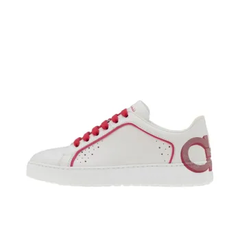 FERRAGAMO GANCINI Low Top Skateboard Shoes Women's White Red