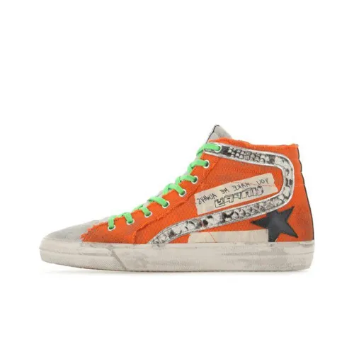 Golden Goose Skateboard Shoes Men Mid-Top Orange