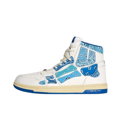 AMIRI SKEL-TOP HI Leather Sports Shoes White/Blue Male