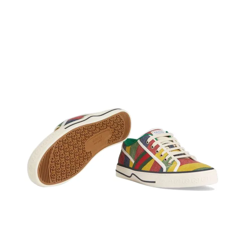 GUCCI Tennis 1977 Stylish Skateboarding Shoes Men's Red Green Yellow-5