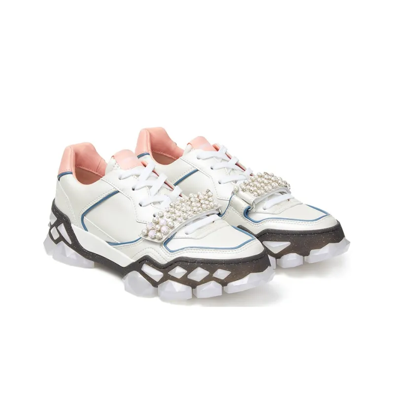 Jimmy Choo Diamond Low Top Casual Shoes Women's Ivory White-2