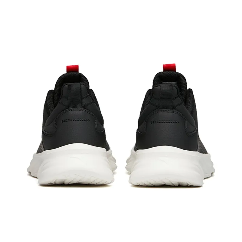 Anta Cushioning Breathable Lightweight Wear Resistant Slip Resistant Low Top Running Shoes Men's Black White-3