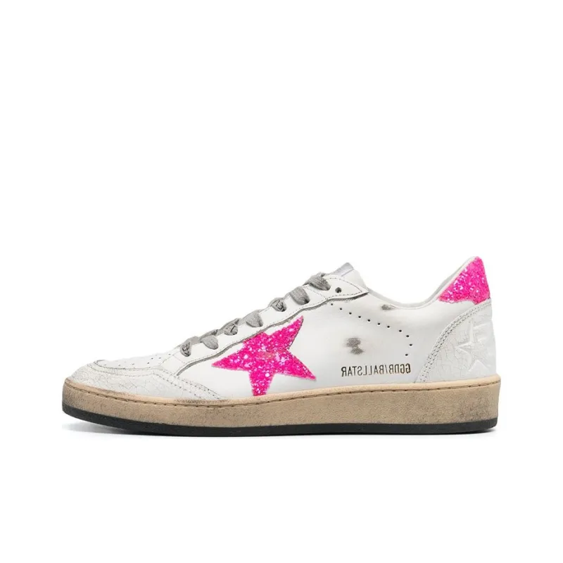 Golden Goose Ball Star Low-Top Stylish Skateboarding Shoes Women's White Pink-0