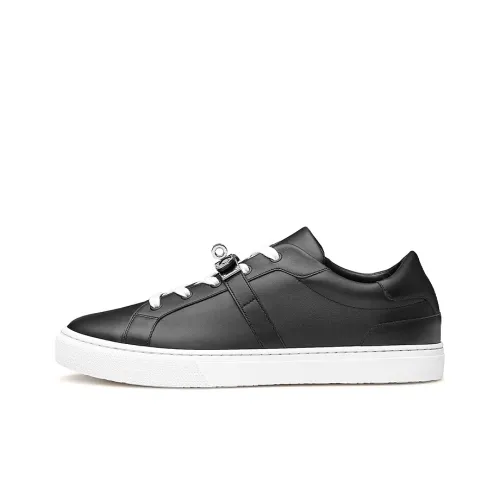 HERMES Skateboard Shoes Men Low-Top Black/White