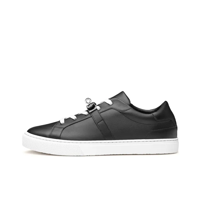 HERMES Day Collection Low Top Stylish Skateboarding Shoes Men's Black-0
