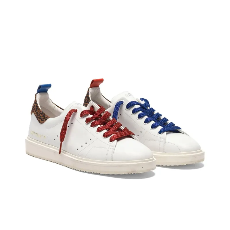Golden Goose GGDB Starter Stylish Skateboarding Shoes Women's White Leopard Tail-2
