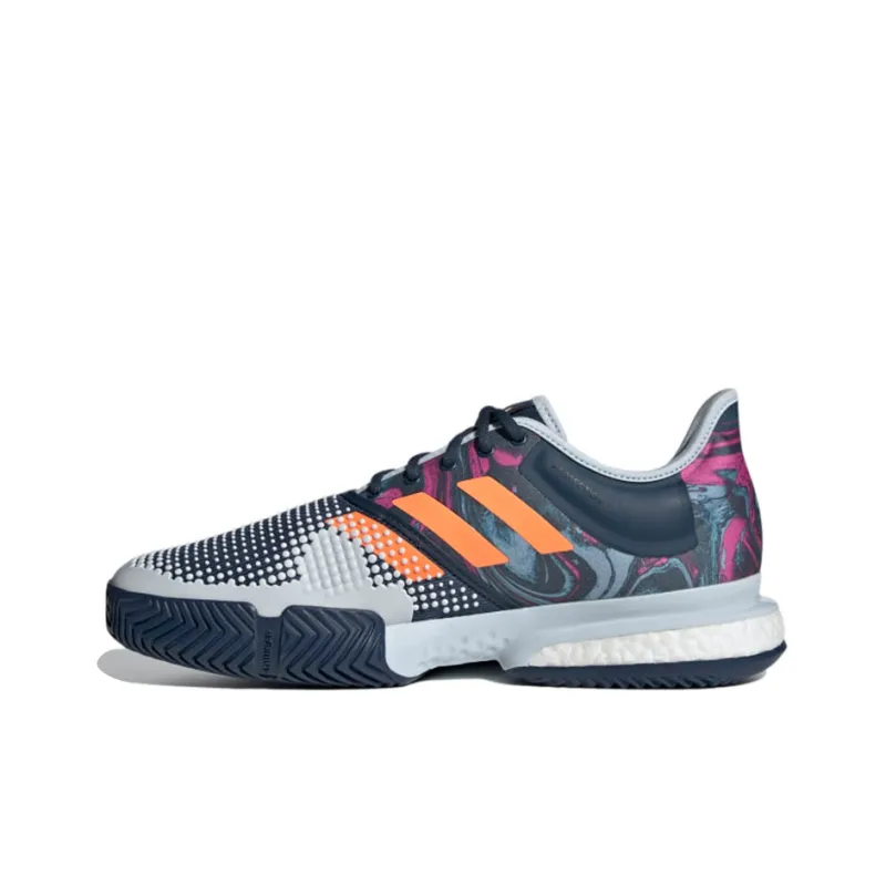 Adidas Solecourt Breathable Low-Top Running Shoes Men's Blue White Orange-0