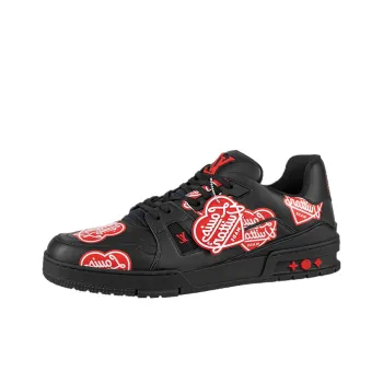 LOUIS VUITTON X Nigo Trainers 'Black With Red Logo Hearts'