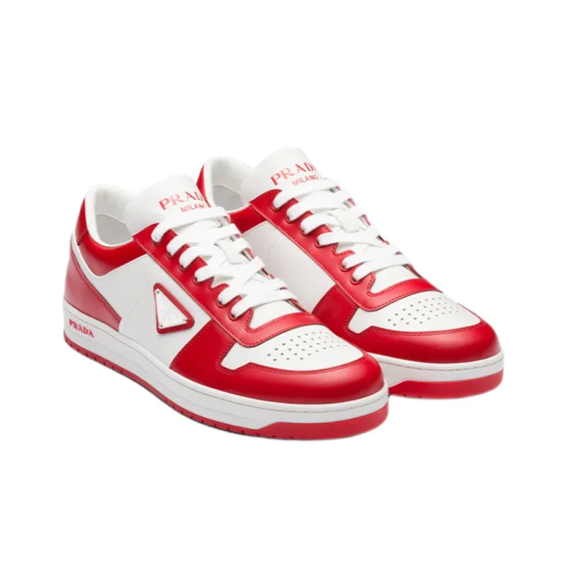 PRADA Downtown Leather Sneakers Red-1