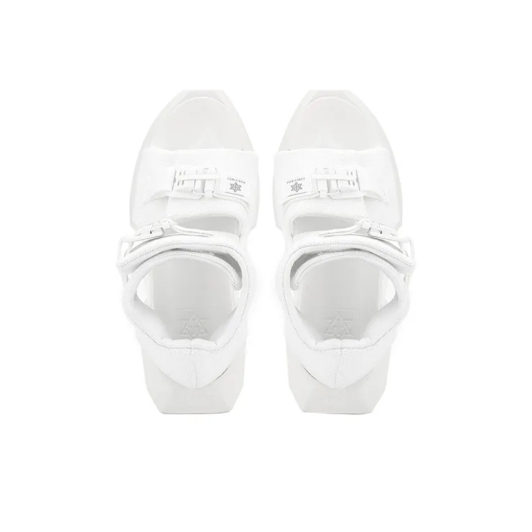 NORVINCY Mid Top Hook and Loop Beach Casual Slippers Solid Color Versatile Fashion Beach Sandals Unisex White-2
