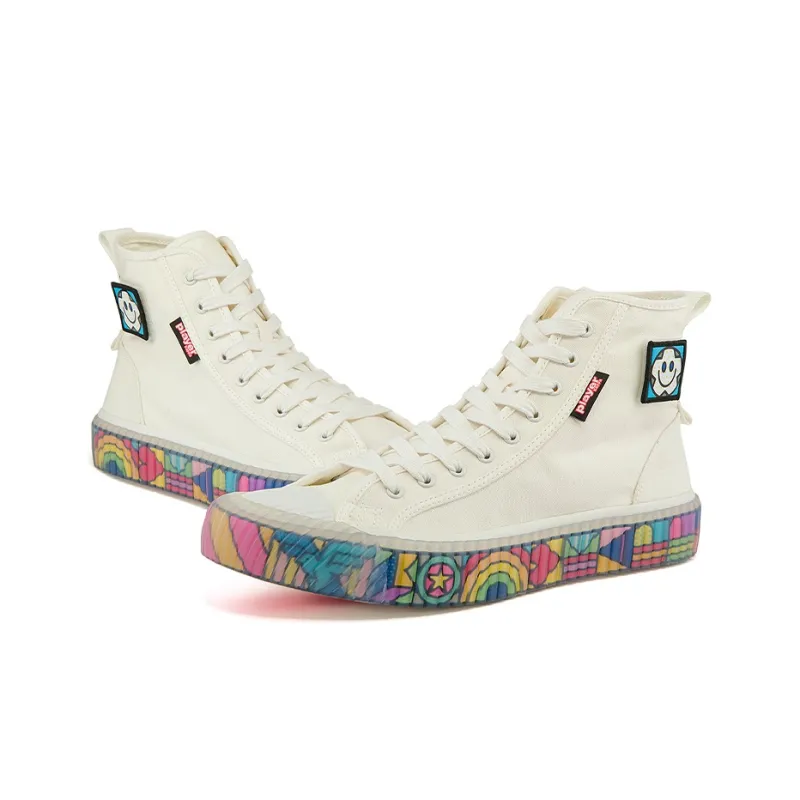 Craig&Karl x Kappa Anti Slip Wear Resistant High Top Canvas Shoes Unisex Ecru Rainbow-4