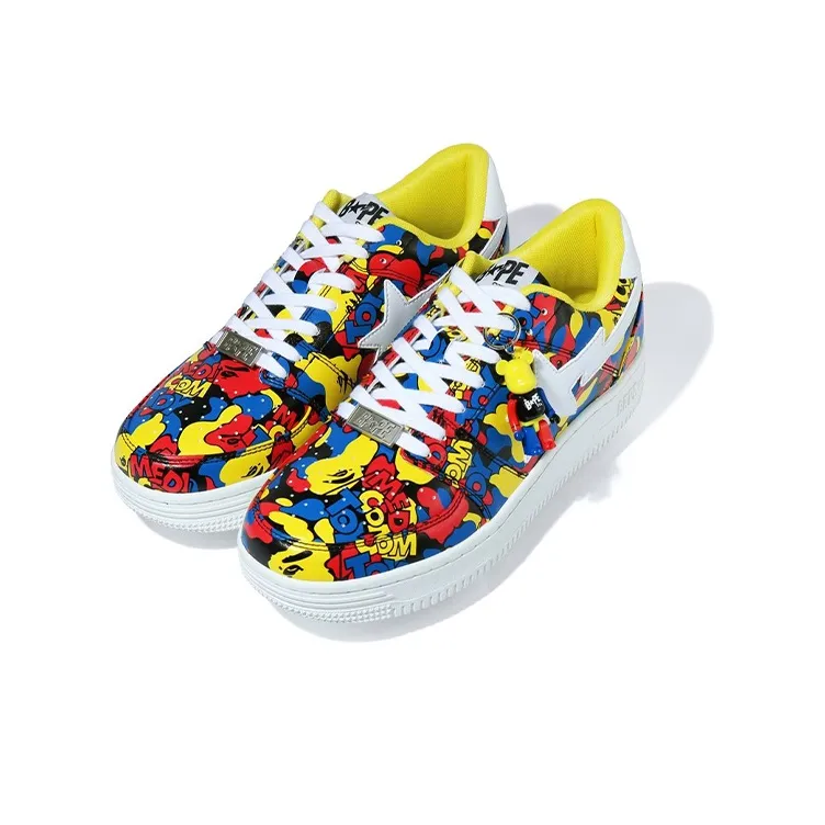 Medicom Toy x A BATHING APE STA Low Stylish Skateboarding Shoes Men's Yellow-2