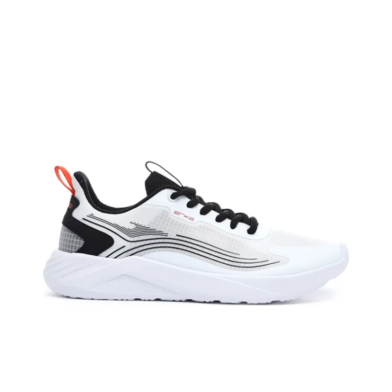 Erke Abrasion Resistant Breathable Low Top Running Shoes Men's White Black-1