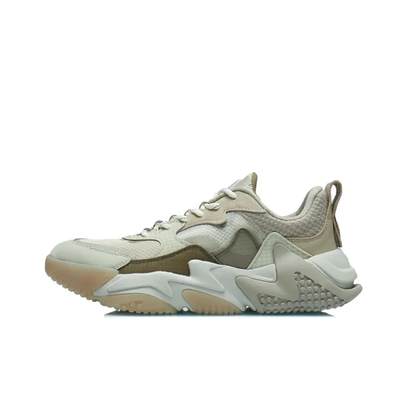 LiNing Ink Mist Ink Mist Cushioning Rebound Low-Top Casual Shoes Men's Oat Gray-0