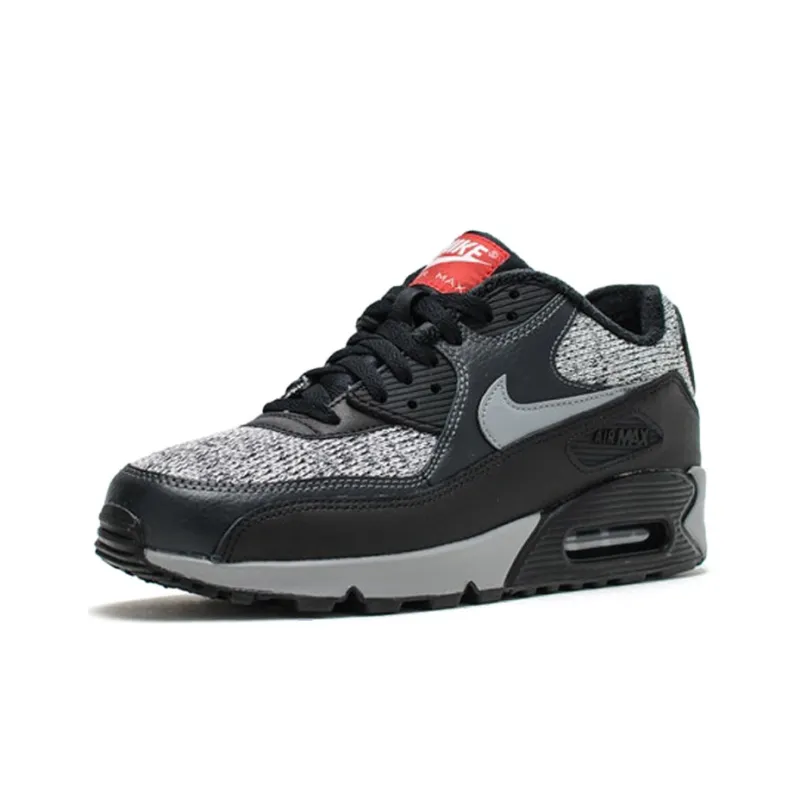 Nike Air Max 90 Cushioning Anti Slip And Wear Resistant Low Top Running Shoes Men's Black Gray Red-1