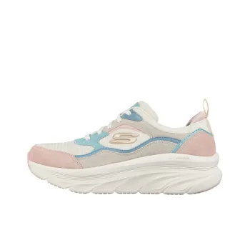 Skechers D'lux Walker Cushioning, Slip Resistant, And Abrasion Resistant Low Top Casual Shoes Women's Blue Pink White