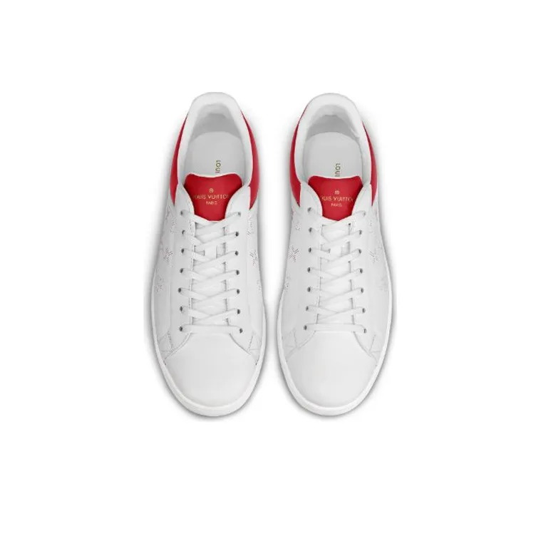 LOUIS VUITTON Luxembourg Monogram Low Top Stylish Skateboarding Shoes Men's White Red-2