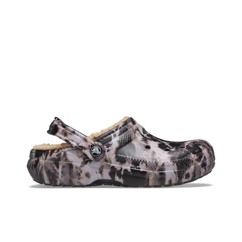 Crocs Classic Lined Bleach Dye Clogs 'Black White Beige'-1
