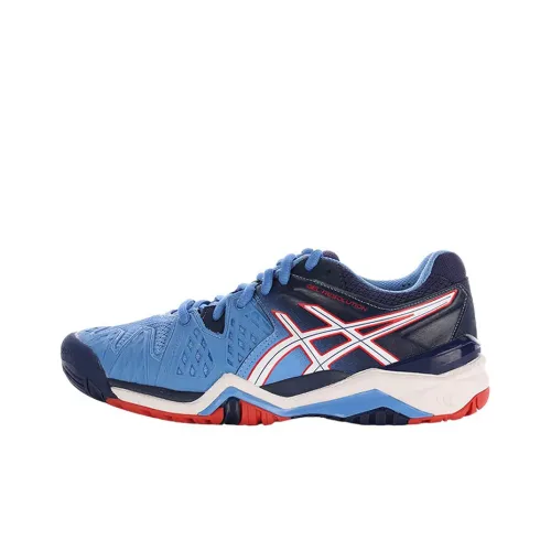 Asics Gel Resolution 6 Abrasion Resistant Low Top Running Shoes Women's Blue Red