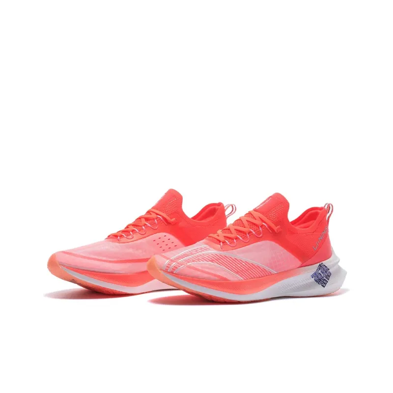 LiNing Feidian Challenger 䨻 Durable Breathable Low-Top Running Shoes Men's Fluorescent Fruit Red-2