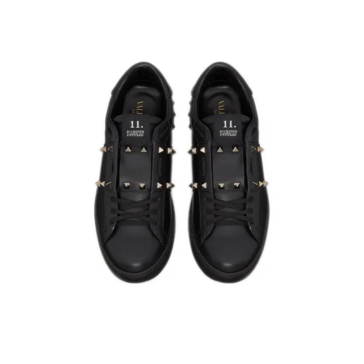 Valentino ROCKSTUD UNTITLED Low Top Stylish Skateboarding Shoes Men's Black-3