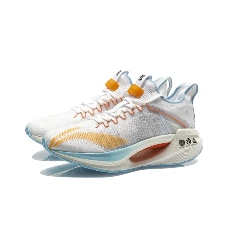 LiNing Jueying Essential Cushioning Anti Slip And Wear Resistant Low Top Running Shoes White Blue Yellow-2