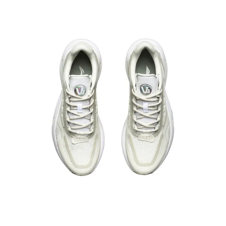 LiNing Shock Absorbing, Non Slip, Wear Resistant, Breathable And Lightweight Low Top Running Shoes Men's White-3