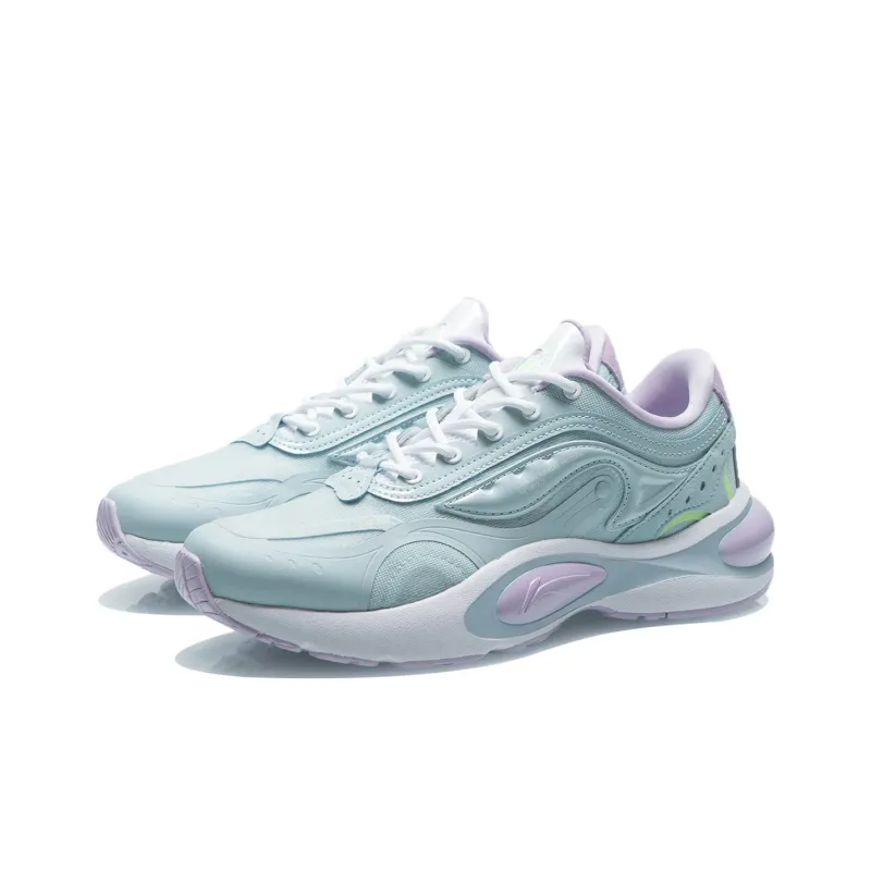 LiNing V8 Slip-Resistant Low-Top Running Shoes Women's Blue White-2