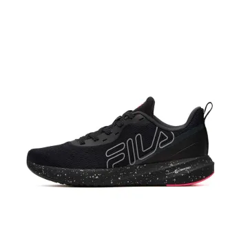 FILA Athletics Cushioning Anti Slip Wear Resistant Breathability Low Top Marathon Running Shoes Women's Black Silver