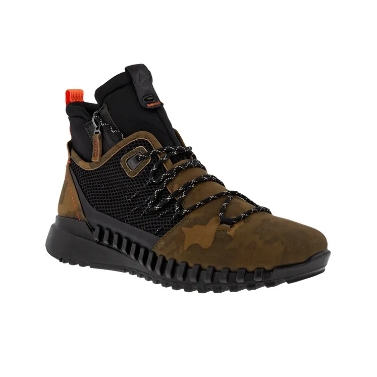 Ecco Zipflex Casual Shoes Men High Top Army Green-2