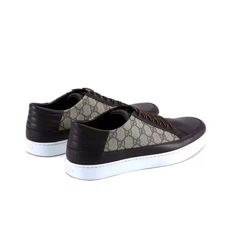 GUCCI Skateboard Shoes Men Low Top Brown-2