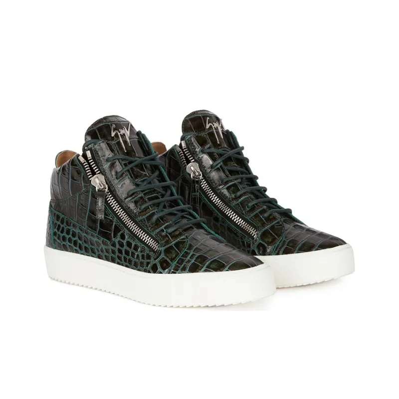 Giuseppe Zanotti/GZ Kriss Kriss Mid-Top Skateboard Shoes Men's Black Green-2