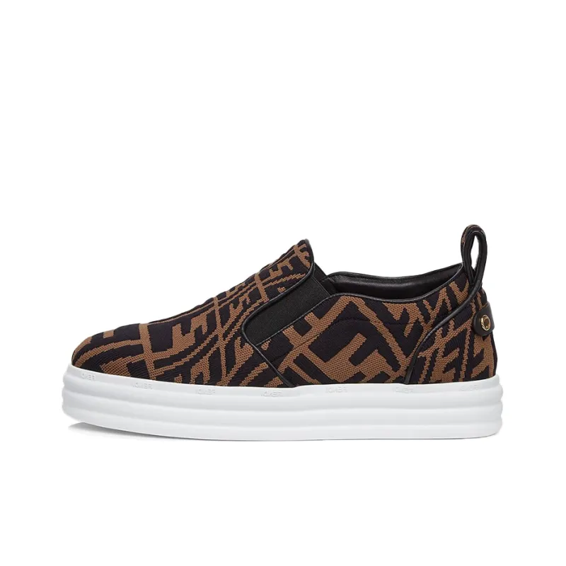 FENDI Women's FF Motif Rise Slip-On 'Brown'-0