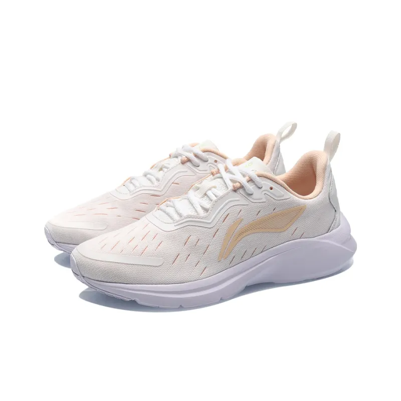 LiNing Slip Resistant Cushioning Low Top Running Shoes Women's White Orange-2