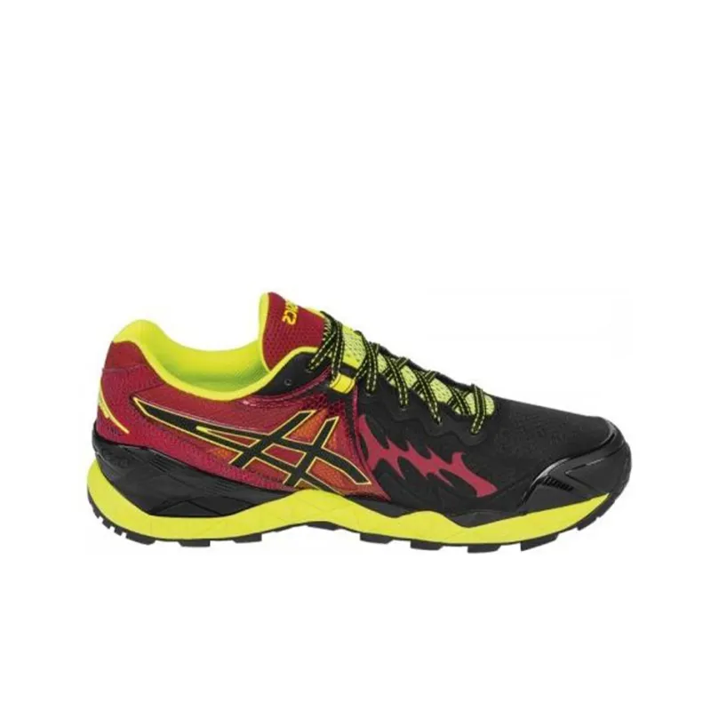 Asics Gel-Fuji Endurance Anti-Slip And Wear-Resistant Breathable Low-Top Running Shoes Men's Red Black Yellow-1
