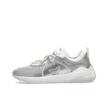 HOGAN H597 Cushioned Slip Resistant Abrasion Resistant Low Top Casual Shoes Women's Silver White