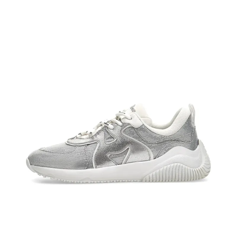 HOGAN H597 Cushioned Slip Resistant Abrasion Resistant Low Top Casual Shoes Women's Silver White-0