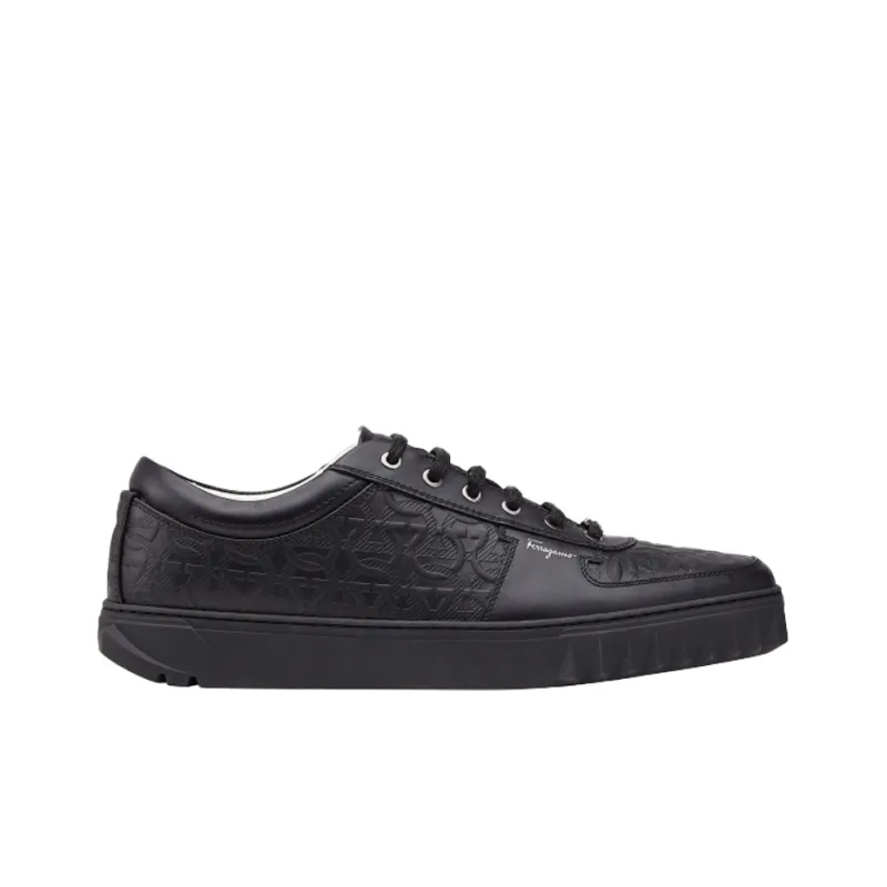 FERRAGAMO GANCINI Low Top Stylish Skateboarding Shoes Men's Black-1