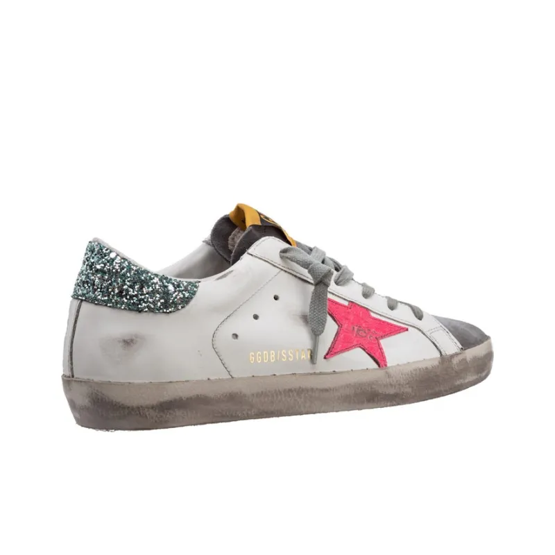 Golden Goose Super Star Low Top Skateboard Shoes Women's White Gray Pink-3