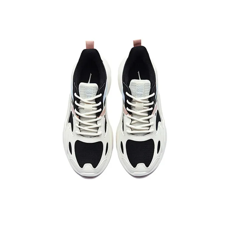 Erke Wear Resistant Slip Resistant Cushioning Low Top Sports Casual Shoes Women's White Black-2
