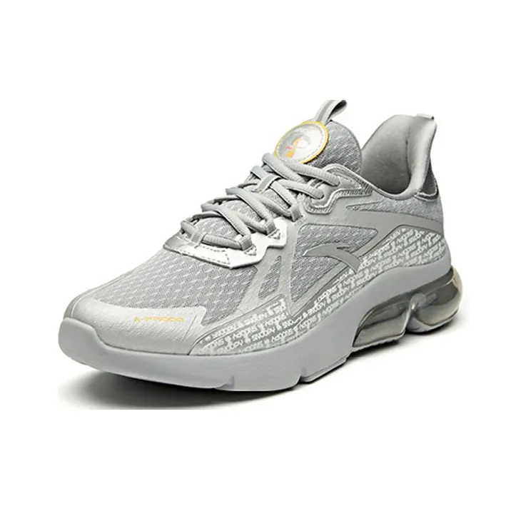 ANTA Running Shoes Men Low Top Dusty Gray/Silver/Fluorescent Mango Orange-2