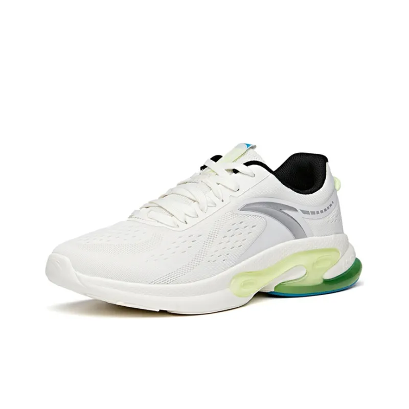 Anta Cushioned Slip-Resistant Abrasion-Resistant Breathable Low-Top Running Shoes Men's White Gray Green-1