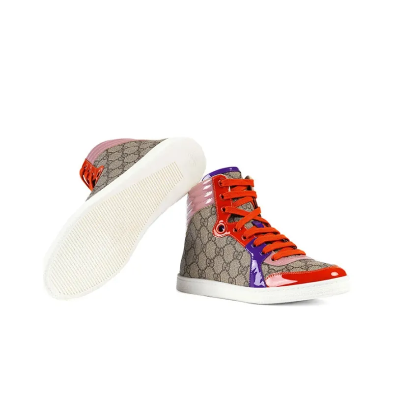 GUCCI Skateboard Shoes Women's High-Top Pink/Purple-4