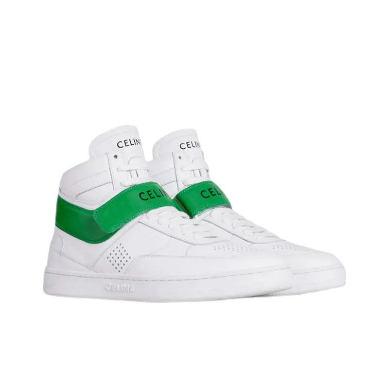 CELINE High-Top Stylish Skateboarding Shoes Women's White Green-2